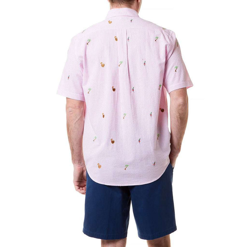 Straight Wharf Short Sleeve Shirt with Embroidered Island Time by Castaway Clothing - Country Club Prep