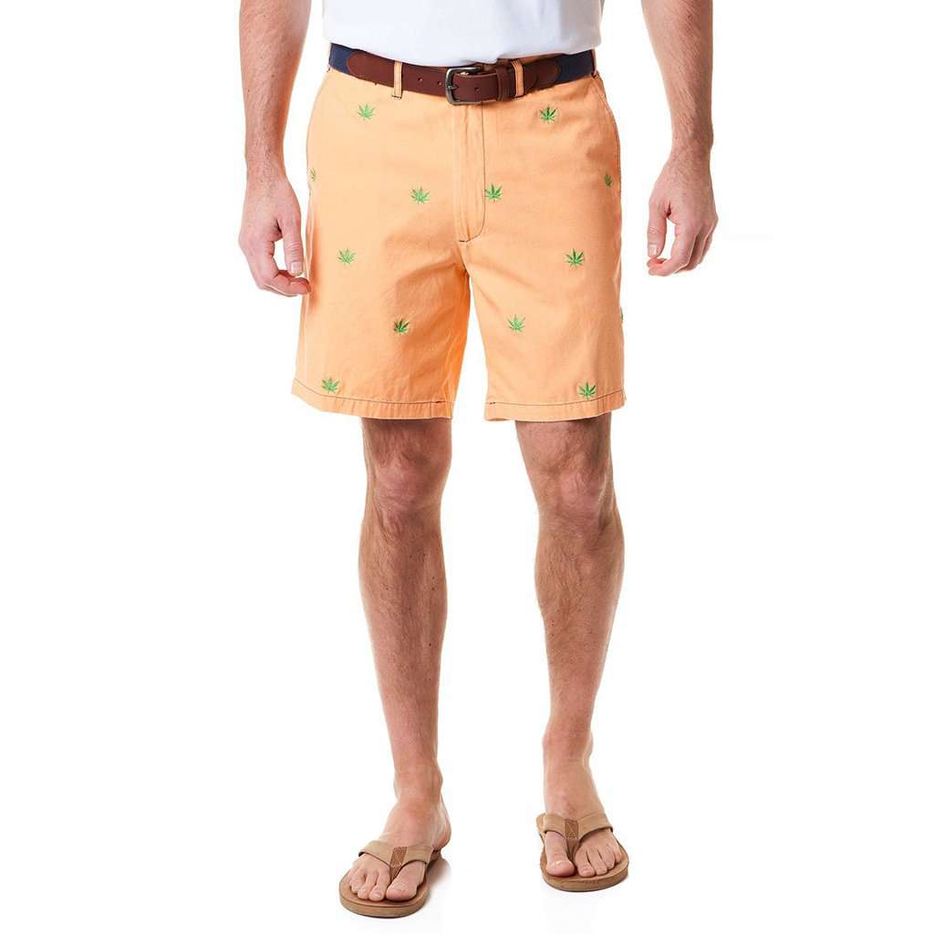 Island Canvas Short with Embroidered Pot Leaf by Castaway Clothing - Country Club Prep