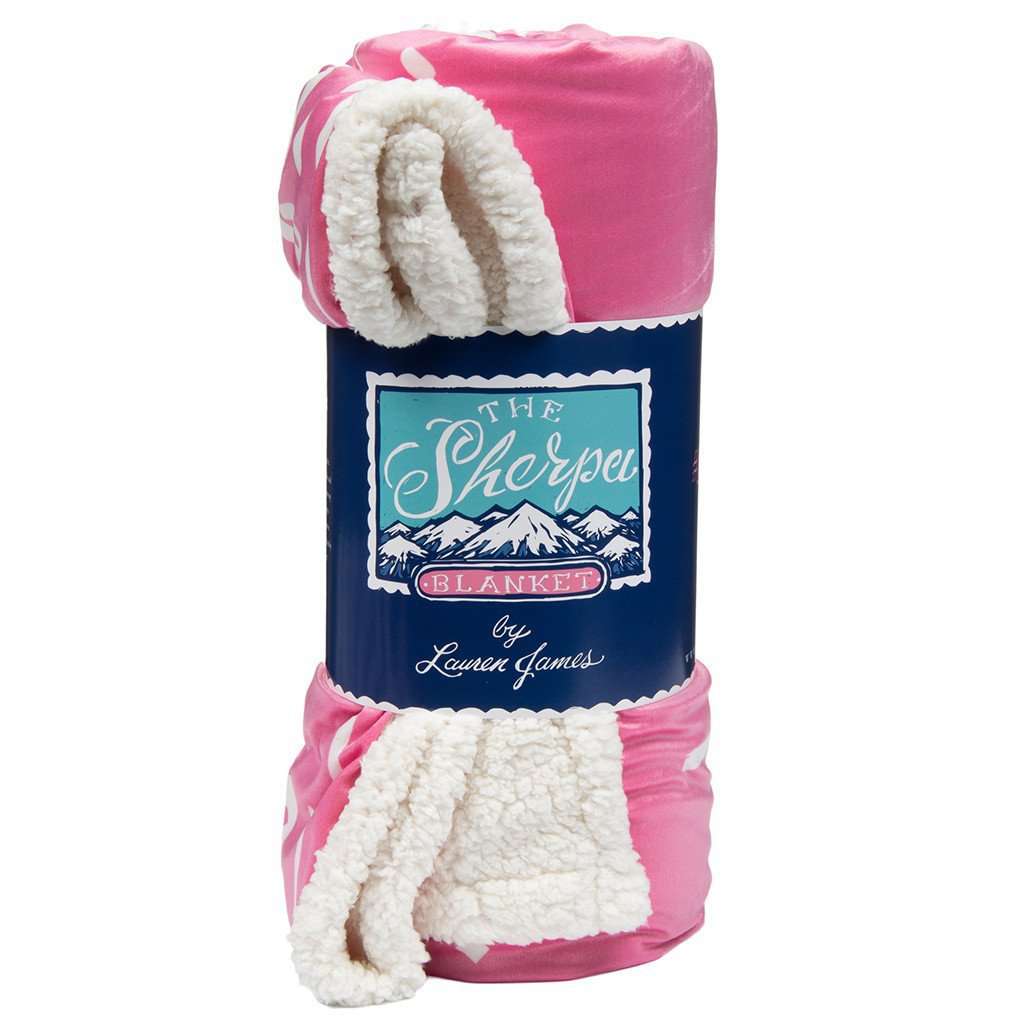 Sherpa Logo Blanket in Pink by Lauren James - Country Club Prep
