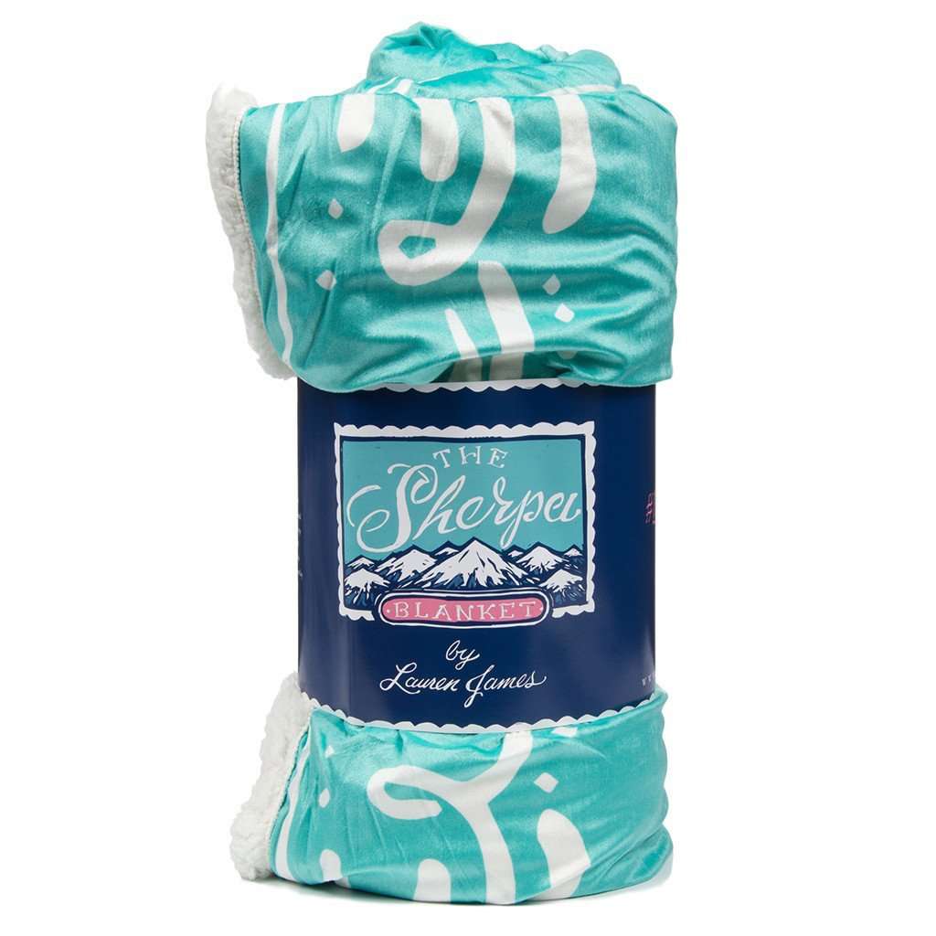 Sherpa Logo Blanket in Seafoam by Lauren James - Country Club Prep