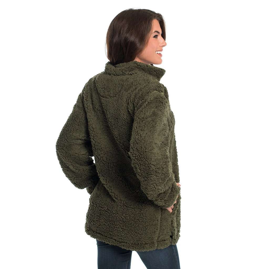 Sherpa Pullover with Pockets in Olive Night by The Southern Shirt Co