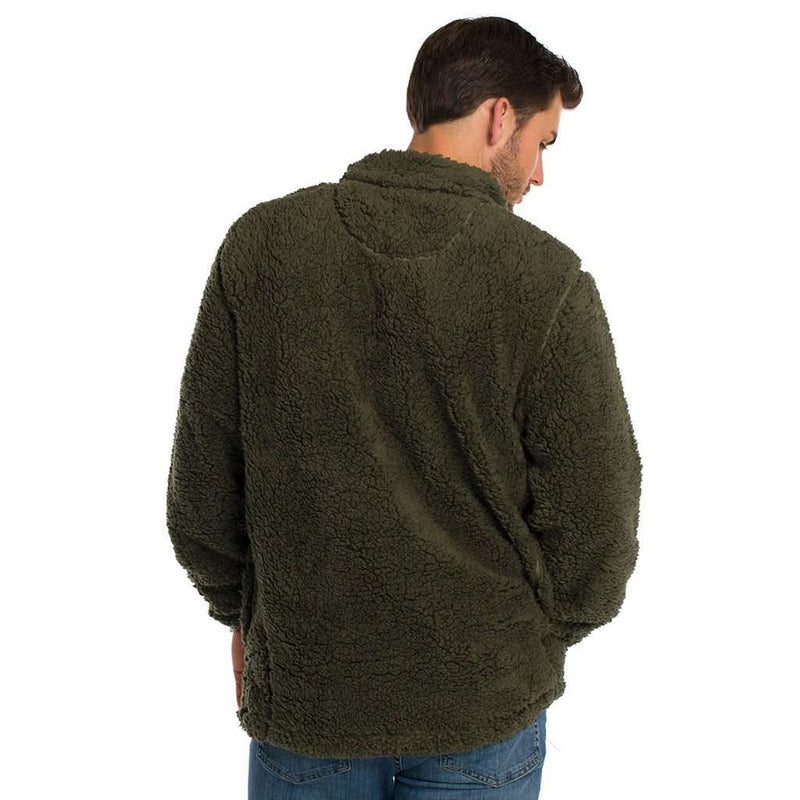 Sherpa Pullover with Pockets in Olive Night by The Southern Shirt Co. - Country Club Prep