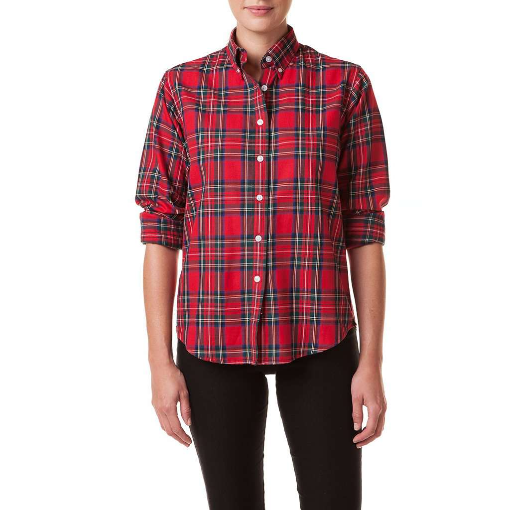 Ladies Button Down Flannel Shirt by Castaway Clothing - Country Club Prep