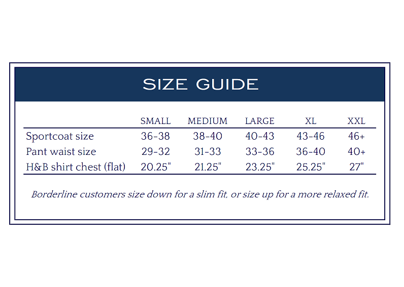 Sport coat size guide deals