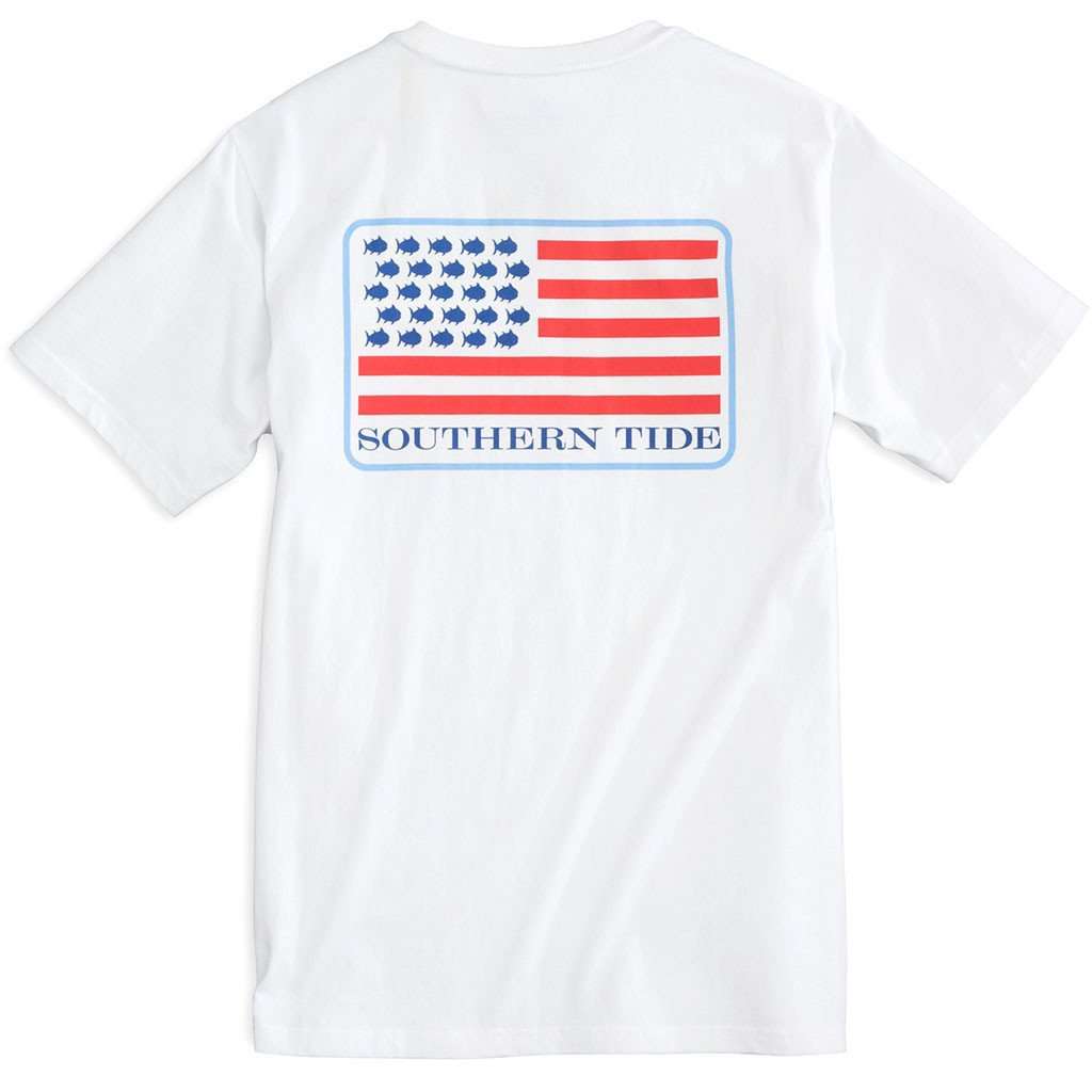 Skipjack United Tee Shirt in Classic White by Southern Tide - Country Club Prep