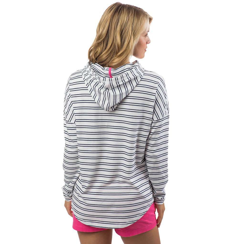 Women's Skipper Stripe Hoodie in Classic White by Southern Tide - Country Club Prep