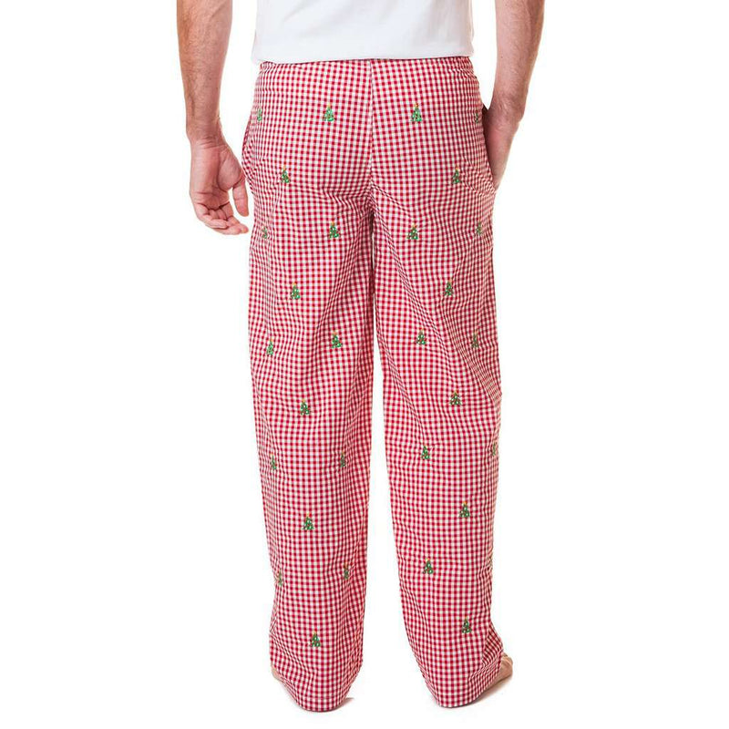 Gingham Sleeper Pant with Embroidered Christmas Tree by Castaway Clothing - Country Club Prep