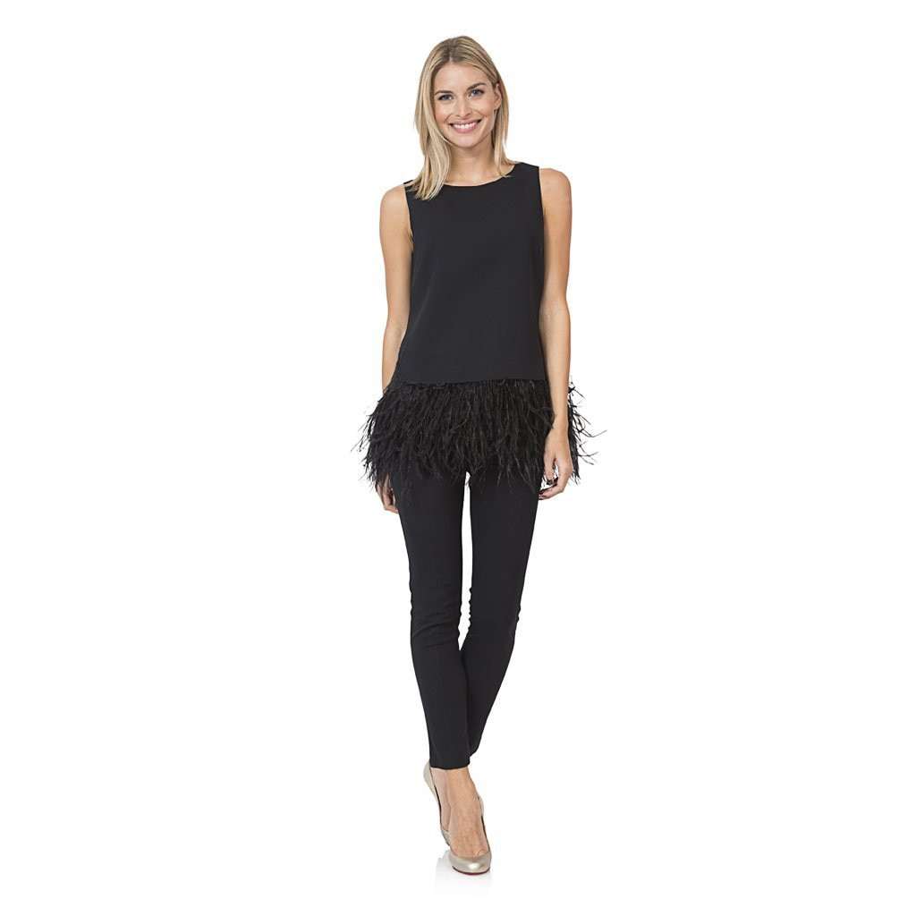 Sleeveless Feather Top in Black by Sail to Sable - Country Club Prep