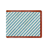Blue Seersucker Needlepoint Bi-Fold Wallet by Smathers & Branson - Country Club Prep