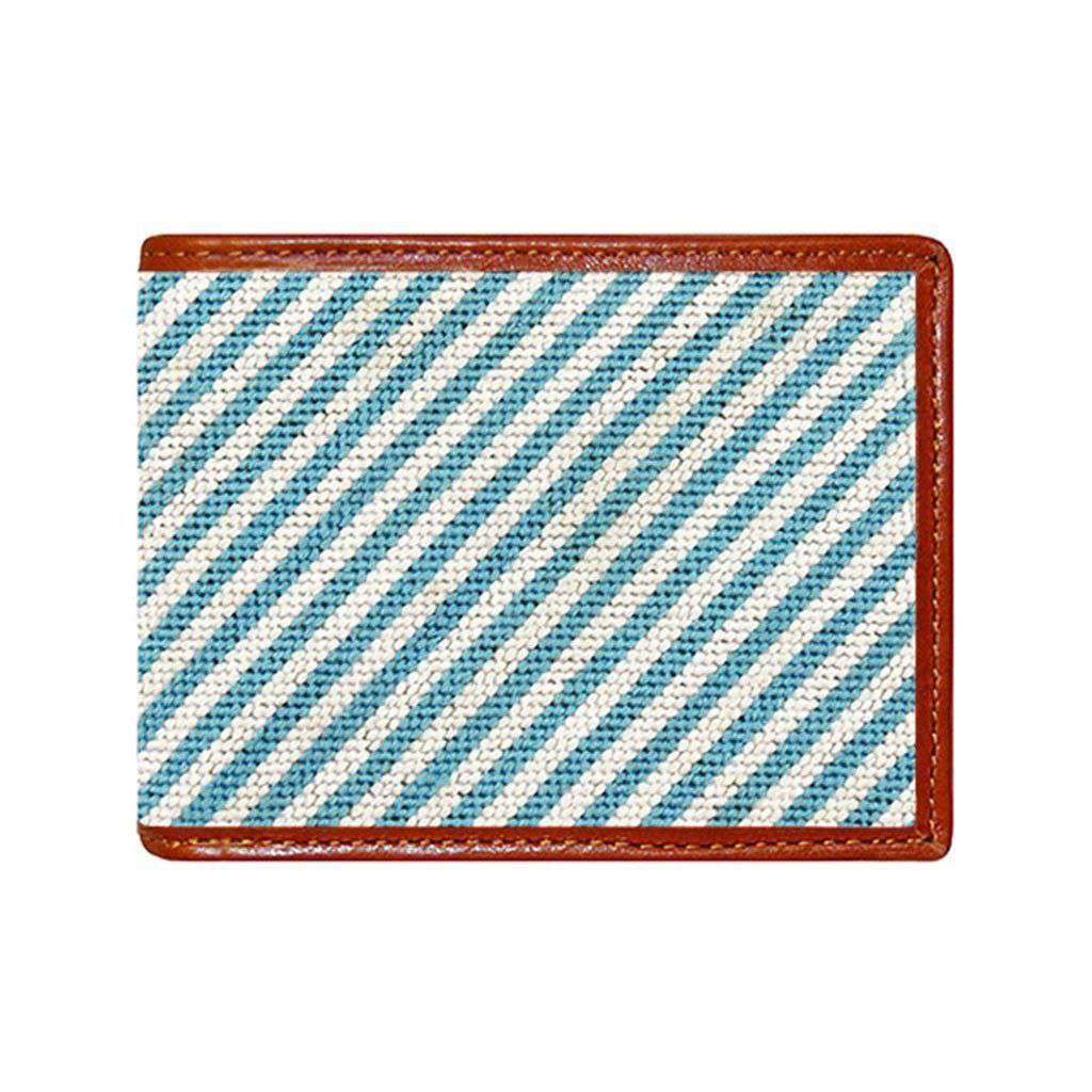 Blue Seersucker Needlepoint Bi-Fold Wallet by Smathers & Branson - Country Club Prep