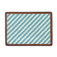 Blue Seersucker Needlepoint Credit Card Wallet by Smathers & Branson - Country Club Prep