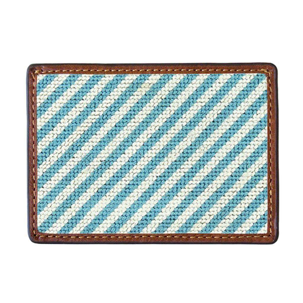 Blue Seersucker Needlepoint Credit Card Wallet by Smathers & Branson - Country Club Prep