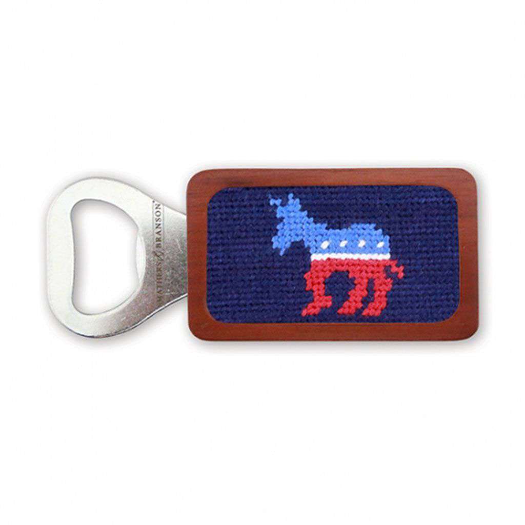 Democrat Needlepoint Bottle Opener in Dark Navy by Smathers & Branson - Country Club Prep