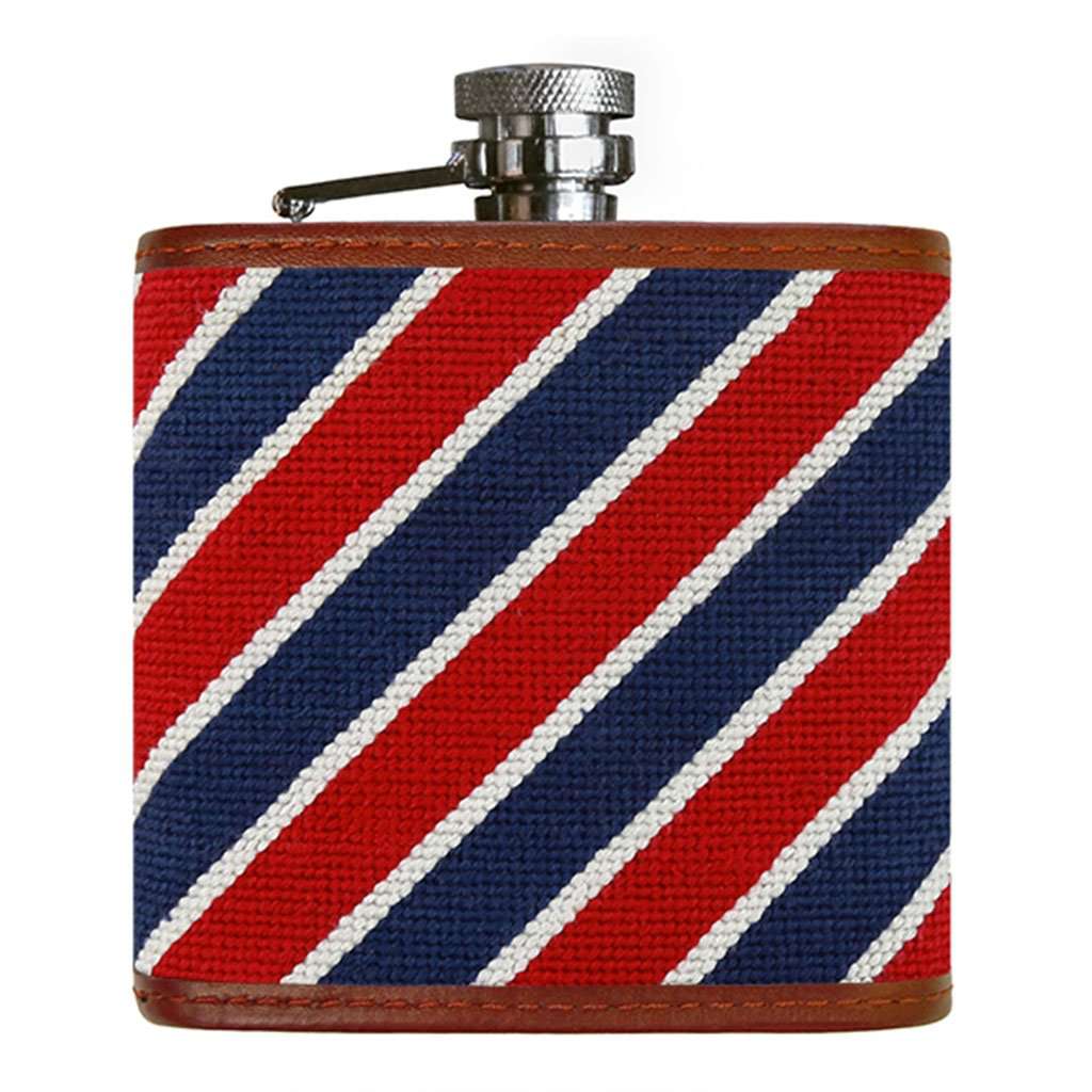 Patriotic Stripe Needlepoint Flask by Smathers & Branson - Country Club Prep