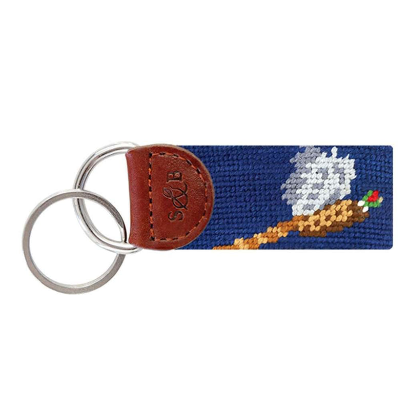 Pheasant Needlepoint Key Fob in Classic Navy by Smathers & Branson - Country Club Prep