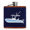 Power Boat Needlepoint Flask in Dark Navy by Smathers & Branson - Country Club Prep