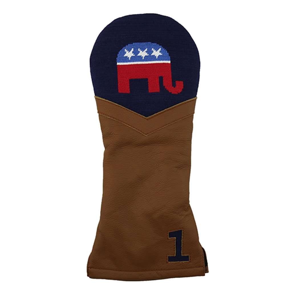 Republican Needlepoint Driver Headcover in Dark Navy by Smathers & Branson - Country Club Prep