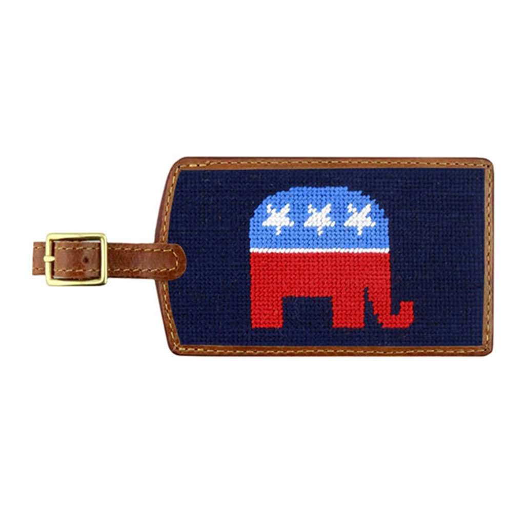Republican Needlepoint Luggage Tag in Dark Navy by Smathers & Branson - Country Club Prep