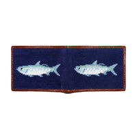 Tarpon Needlepoint Bi-Fold Wallet in Dark Navy by Smathers & Branson - Country Club Prep