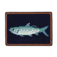 Tarpon Needlepoint Credit Card Wallet in Dark Navy by Smathers & Branson - Country Club Prep