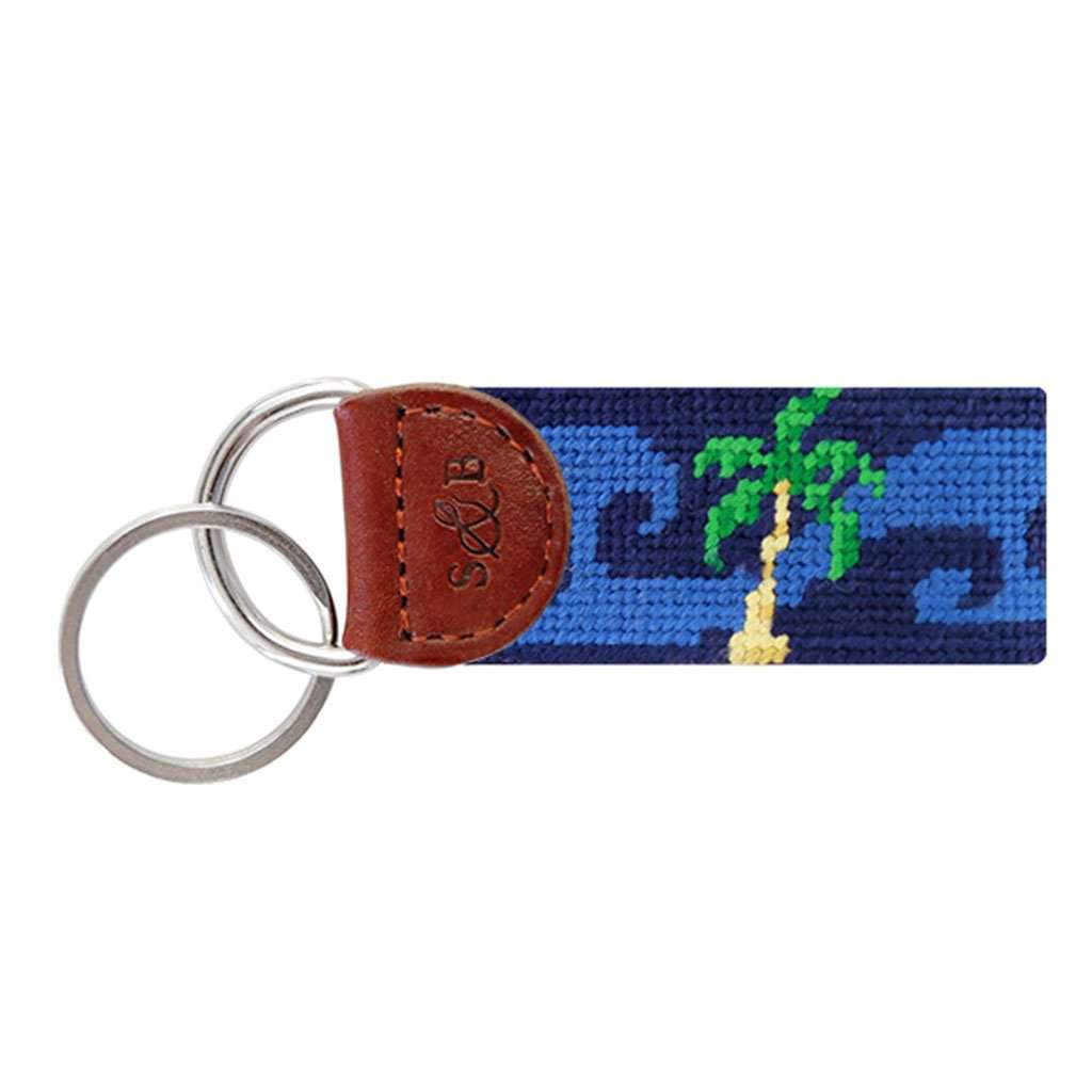 Waving Palms Needlepoint Key Fob in Dark Navy by Smathers & Branson - Country Club Prep