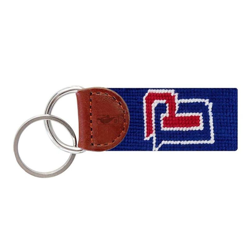 Detroit Pistons Needlepoint Key Fob in Dark Royal Blue by Smathers & Branson - Country Club Prep