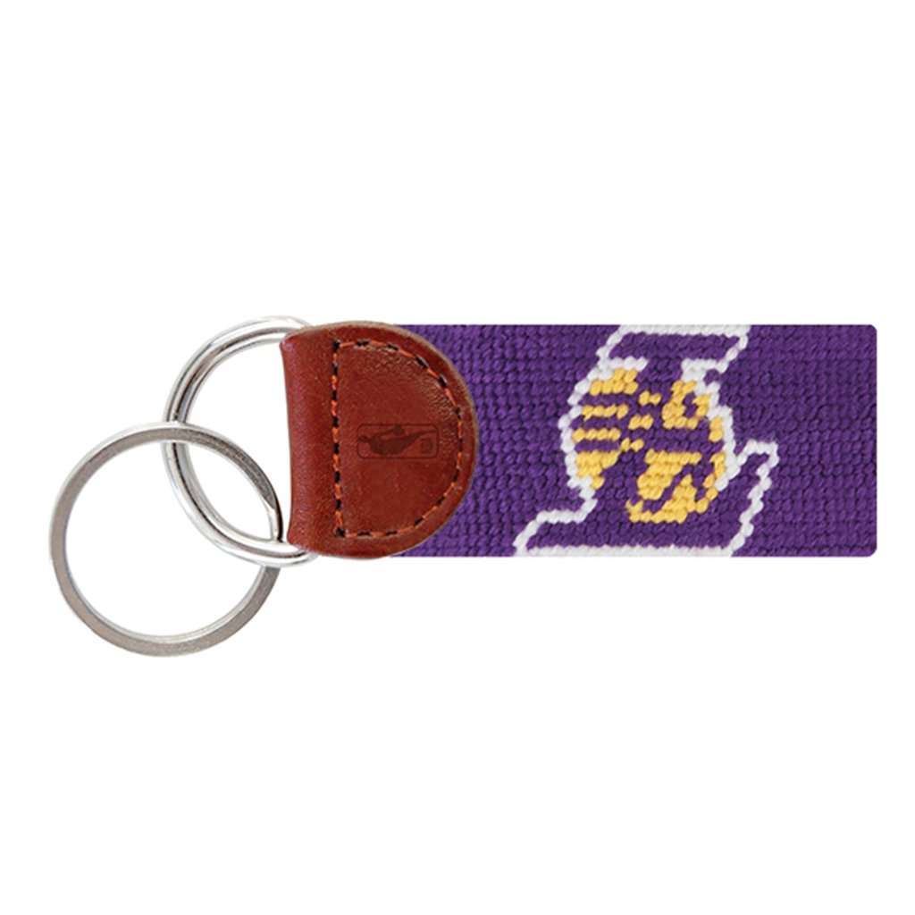 Los Angeles Lakers Needlepoint Key Fob in Royal Purple by Smathers & Branson - Country Club Prep