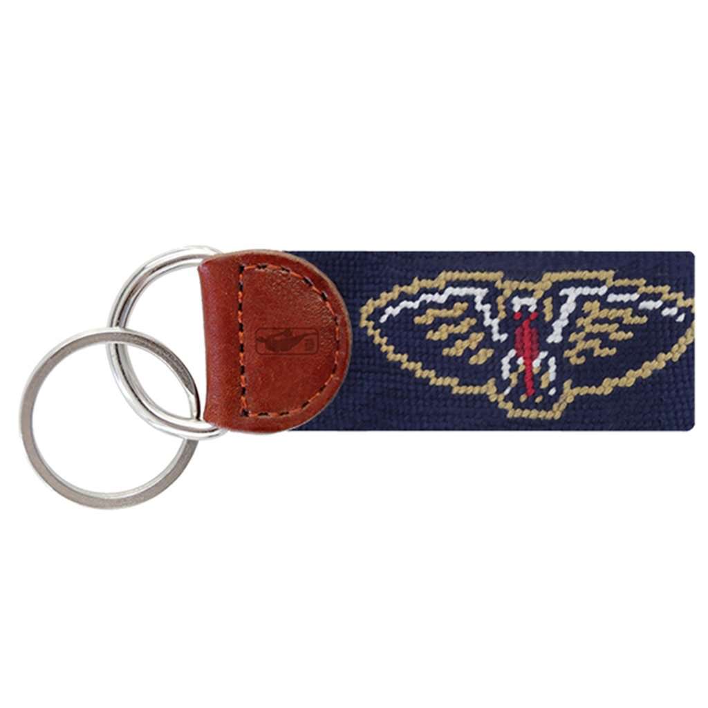 New Orleans Pelicans Needlepoint Key Fob in Dark Navy by Smathers & Branson - Country Club Prep