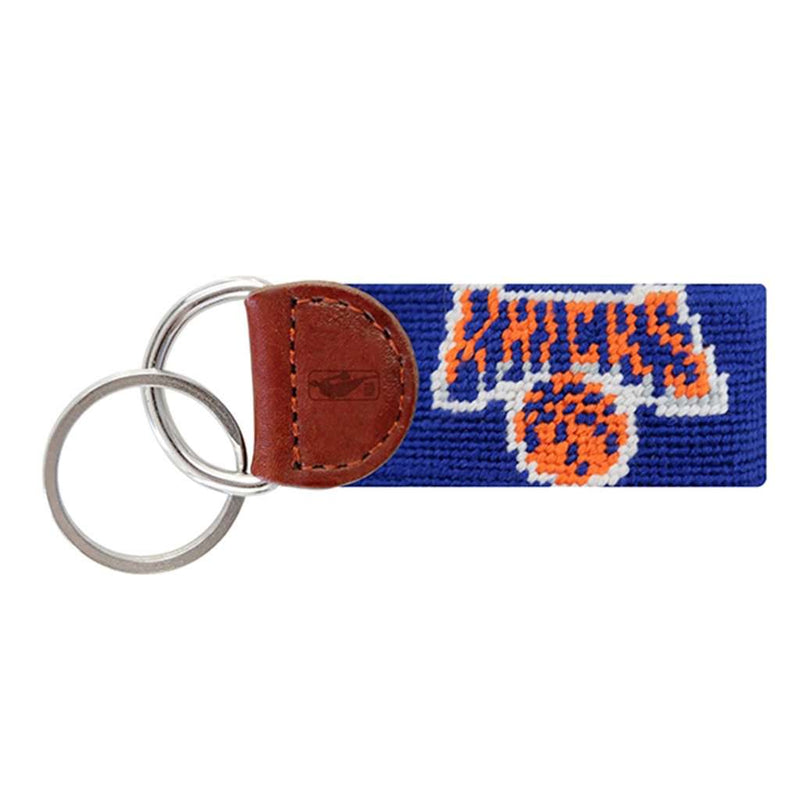 New York Knicks Needlepoint Key Fob in Dark Royal Blue by Smathers & Branson - Country Club Prep