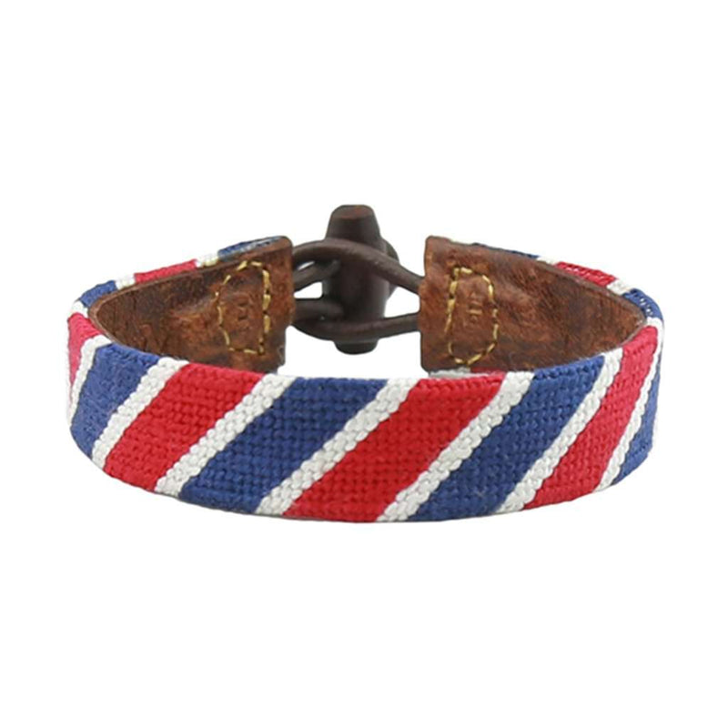 Patriotic Stripe Needlepoint Bracelet by Smathers & Branson - Country Club Prep