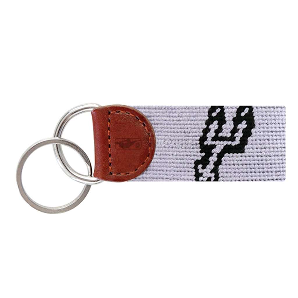 San Antonio Spurs Needlepoint Key Fob in Grey by Smathers & Branson - Country Club Prep