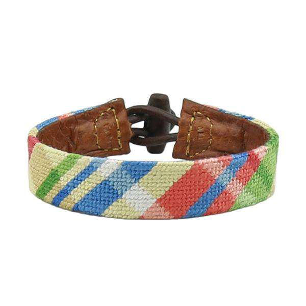 Summer Madras Needlepoint Bracelet by Smathers & Branson - Country Club Prep