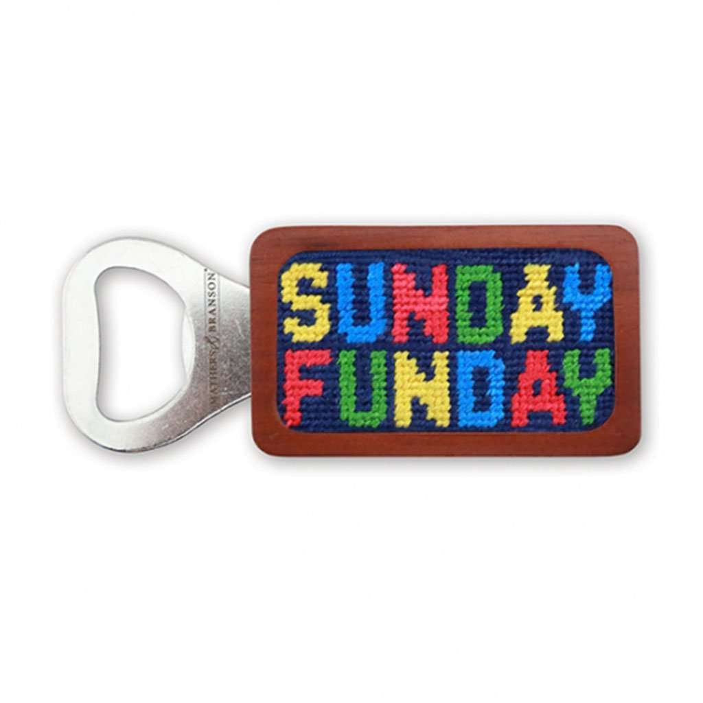 Sunday Funday Needlepoint Bottle Opener in Classic Navy by Smathers & Branson - Country Club Prep