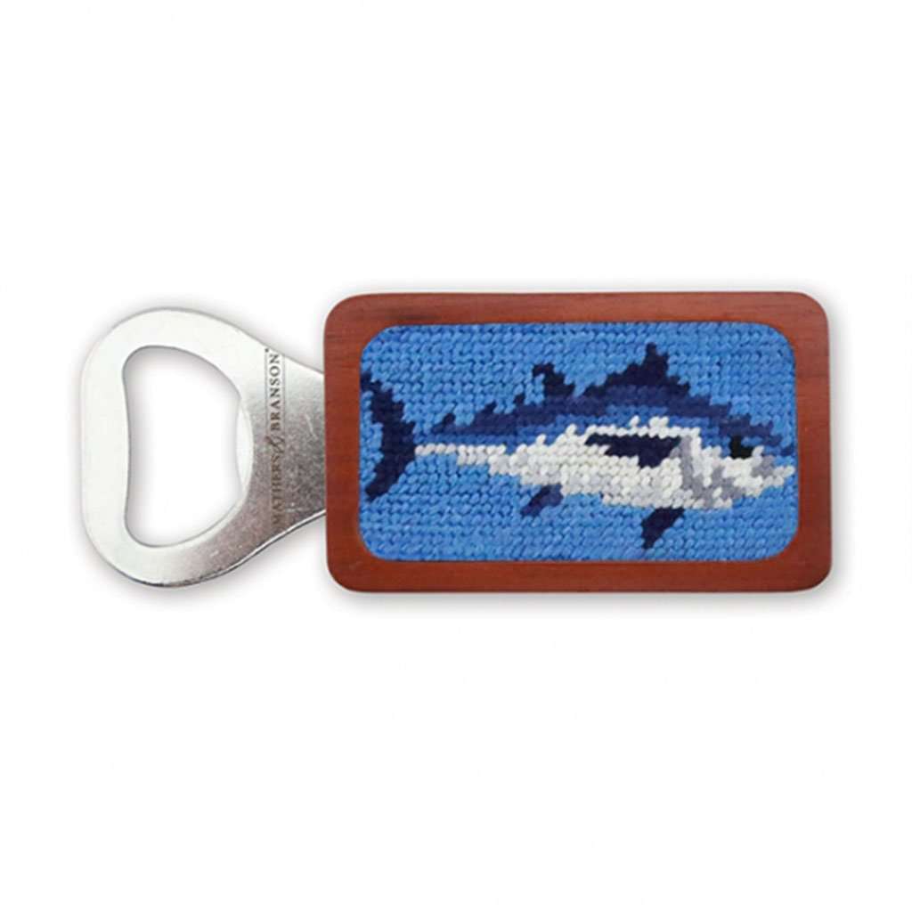 Tuna Needlepoint Bottle Opener in Cornflower by Smathers & Branson - Country Club Prep