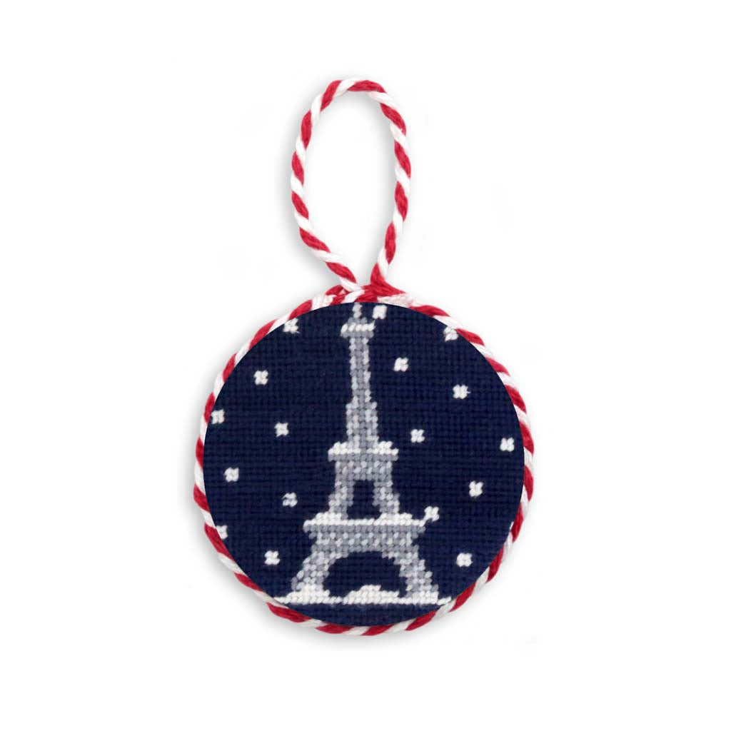 Snowy Eiffel Tower Needlepoint Ornament by Smathers & Branson - Country Club Prep