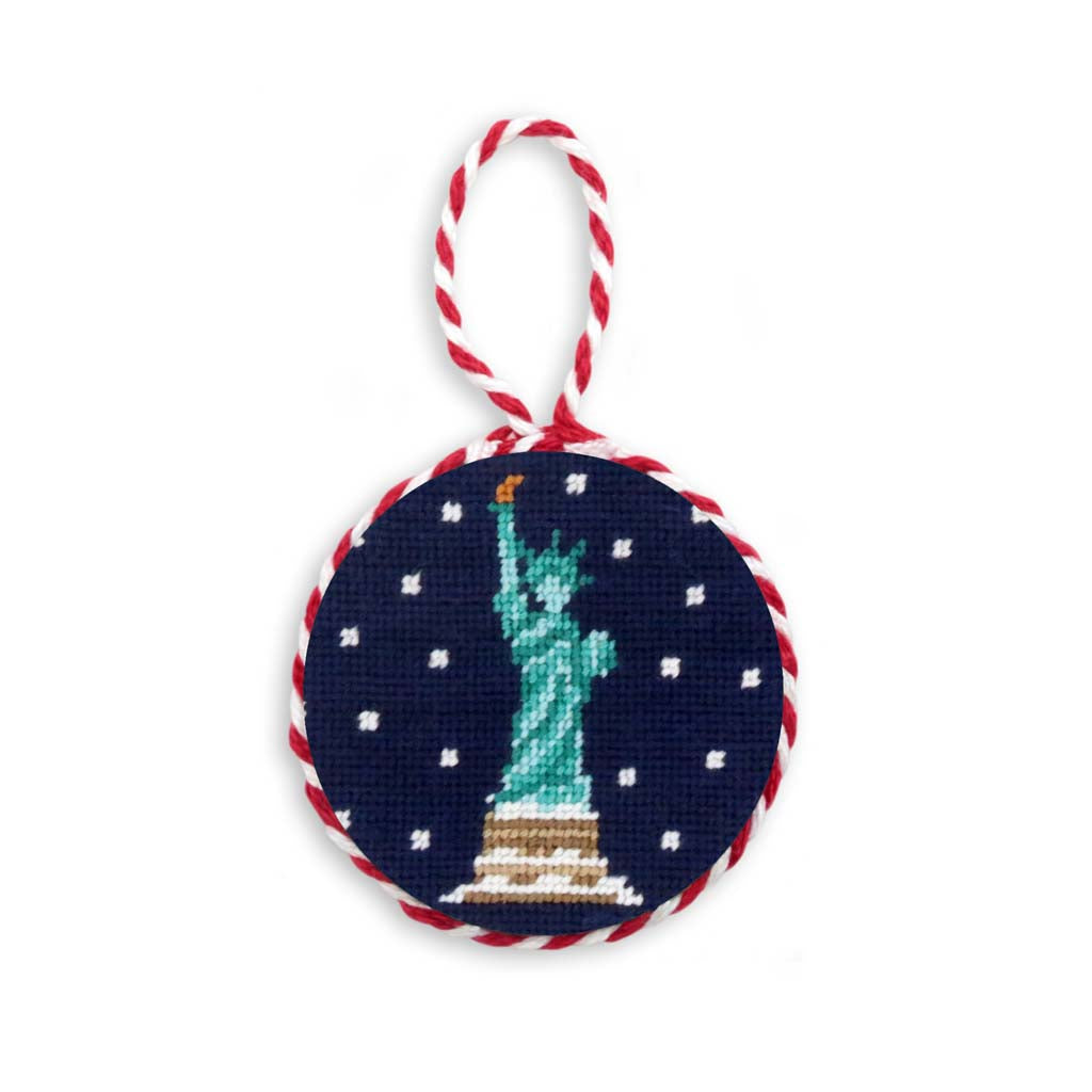 Snowy Statue of Liberty Needlepoint Ornament