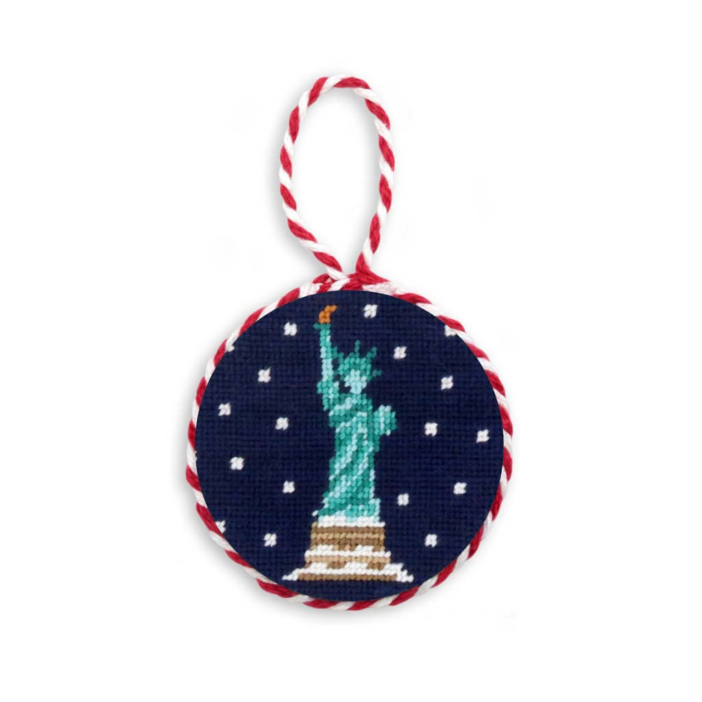 Snowy Statue of Liberty Needlepoint Ornament by Smathers & Branson - Country Club Prep