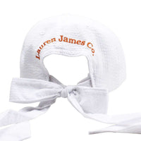 South Carolina Seersucker Bow Hat in White with Orange by Lauren James - Country Club Prep