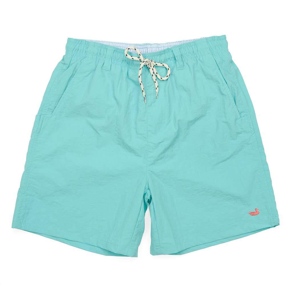 YOUTH Dockside Swim Trunk in Aqua Blue by Southern Marsh - Country Club Prep