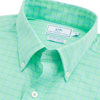 Gorda Peak Check Intercoastal Performance Shirt in Seafoam by Southern Tide - Country Club Prep