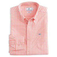 Precheck Plaid Intercoastal Performance Shirt in Melon by Southern Tide - Country Club Prep