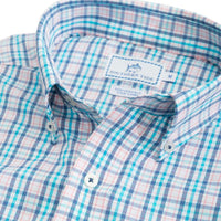 Surfsong Plaid Intercoastal Performance Shirt in Seven Seas Blue by Southern Tide - Country Club Prep