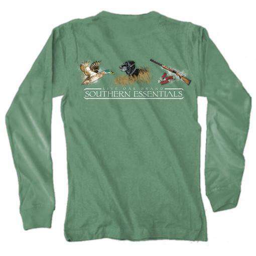 Southern Essentials "Duck Hunt" Long Sleeve Tee in Light Green by Live Oak - Country Club Prep