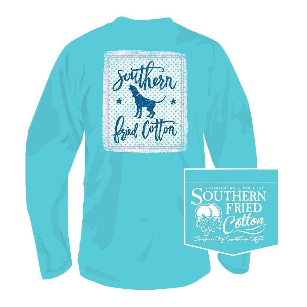 Howl on the Dotted Line Long Sleeve Tee in Robin's Egg by Southern Fried Cotton - Country Club Prep
