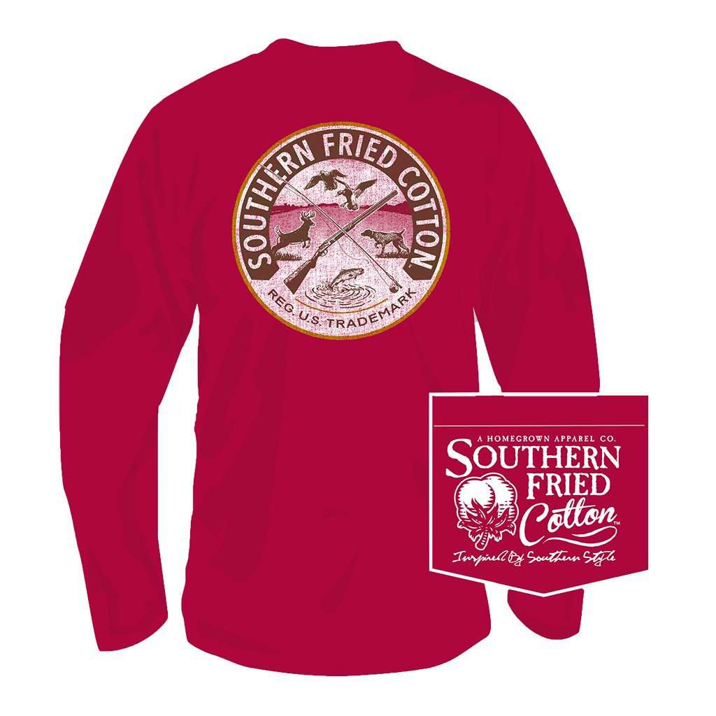 Hunt Club Long Sleeve Tee in Barn Red by Southern Fried Cotton - Country Club Prep