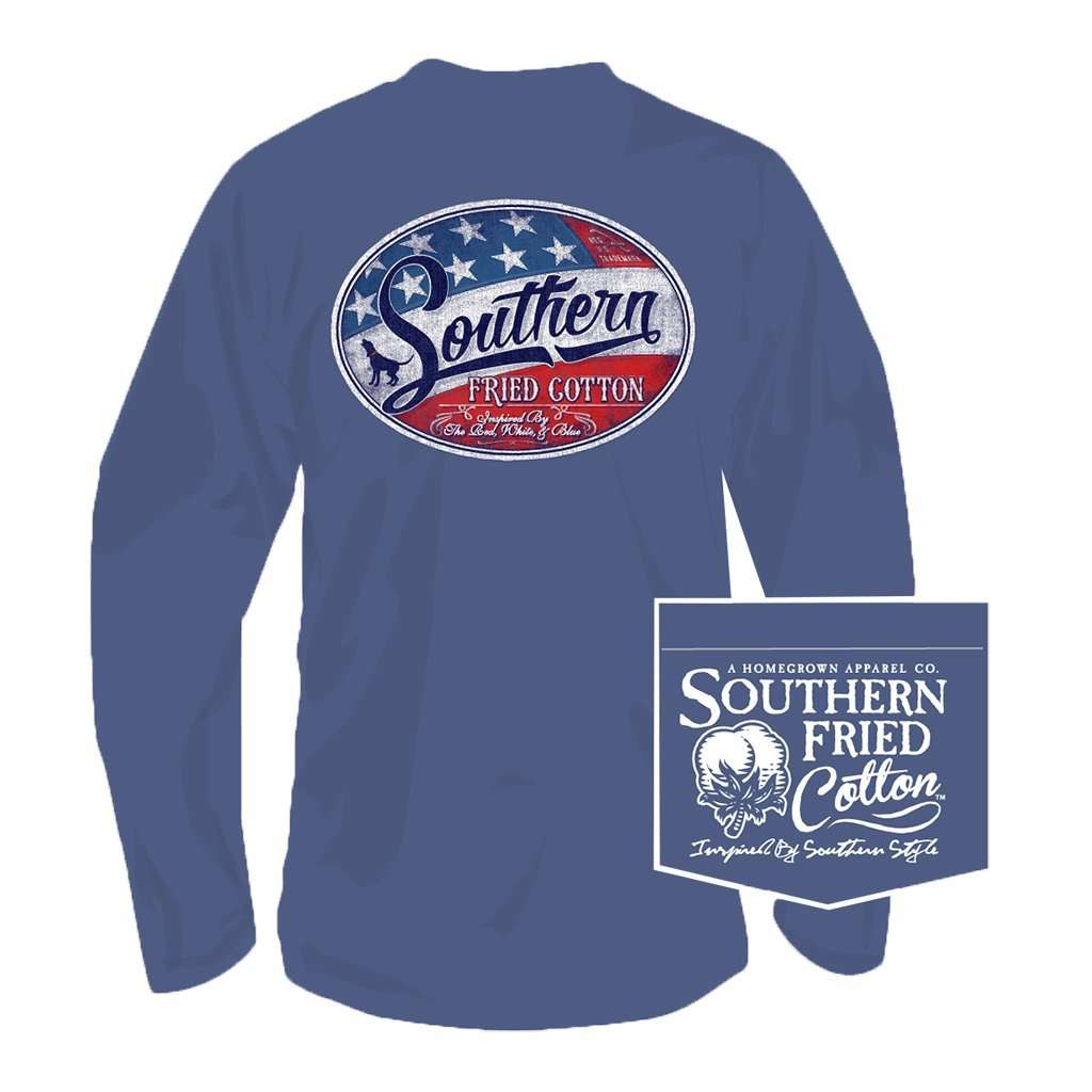Liberty Label Long Sleeve Tee in Summer Shadow by Southern Fried Cotton - Country Club Prep