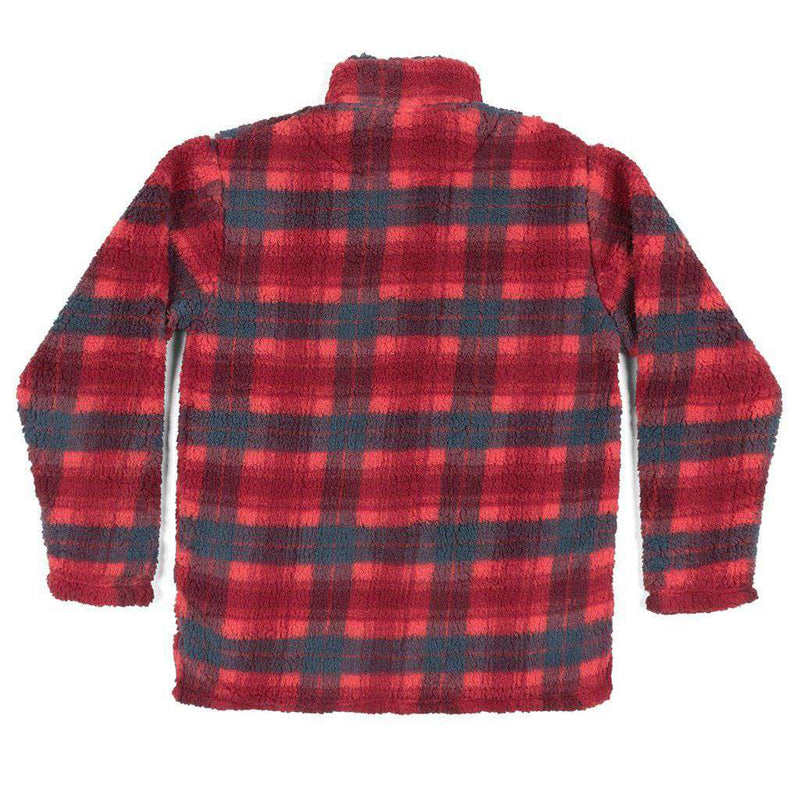 Andover Plaid Sherpa Pullover in Red & Navy by Southern Marsh - Country Club Prep