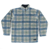 Andover Plaid Sherpa Pullover in Tan & Slate by Southern Marsh - Country Club Prep