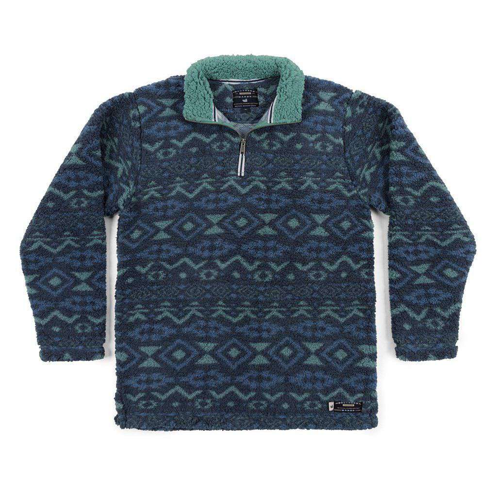 Appalachian Peak Sherpa Pullover in Slate and Mint by Southern Marsh - Country Club Prep