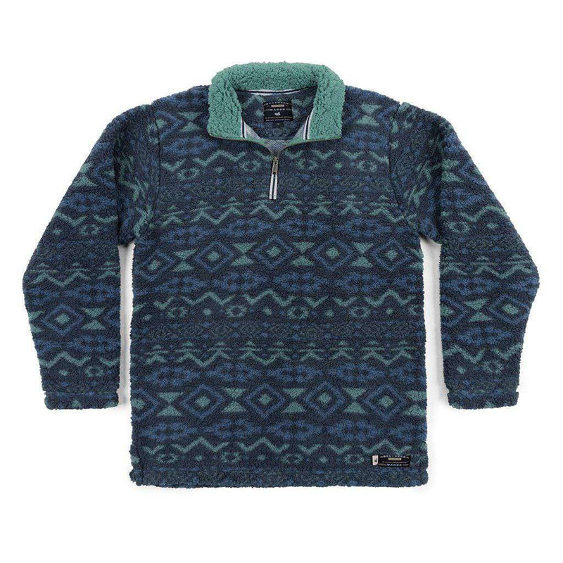 Appalachian Peak Sherpa Pullover in Slate and Mint by Southern Marsh - Country Club Prep